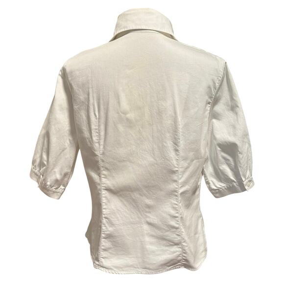 Anne Fontaine Size 42 US 10 Button Up Blouse Micro Ribbed White Minimal Capsule - Picture 2 of 4
